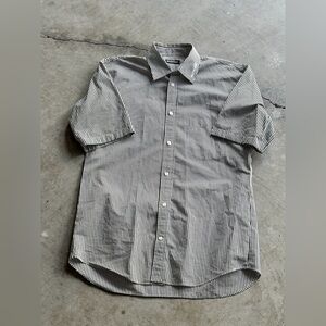 Balenciaga Blue & White Vertical Stripe Short-Sleeve Button-Down Shirt